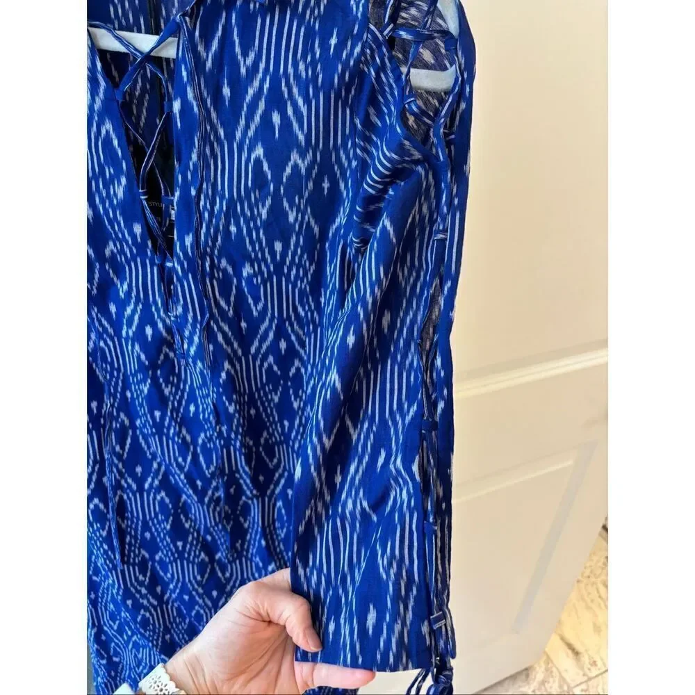 NWT Seema Kahai ikat cobalt kaftan, XS $795 C35
